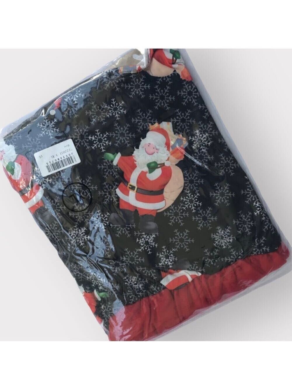 Santa Claus Christmas Dress NEW sz 8 10 Tulle Long Sleeve Snowflakes Black Red - Picture 7 of 8